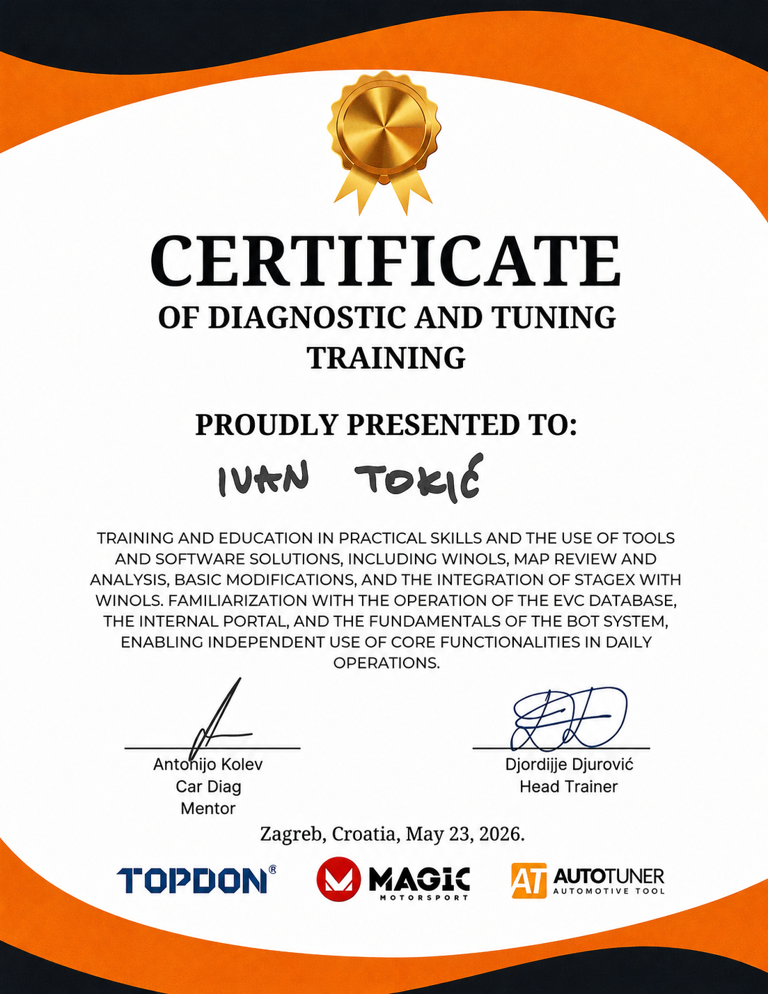 Certifikat iz dijagnostike i tuninga